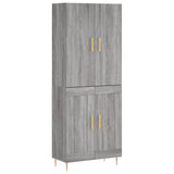 Highboard grå sonoma 69,5x34x180 cm konstruert tre