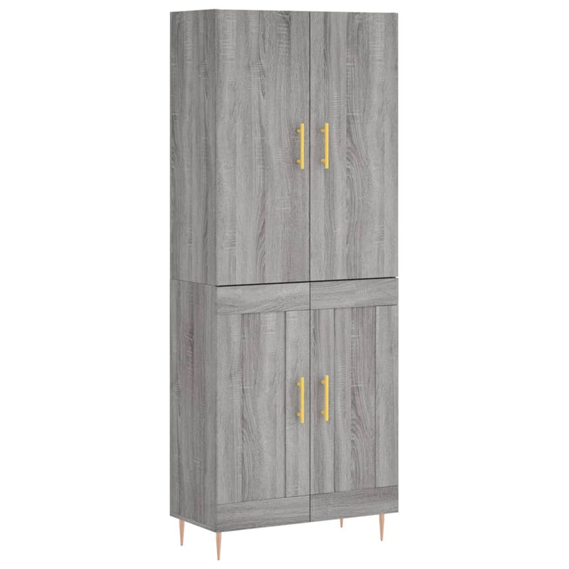 Highboard grå sonoma 69,5x34x180 cm konstruert tre