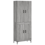 Highboard grå sonoma 69,5x34x180 cm konstruert tre