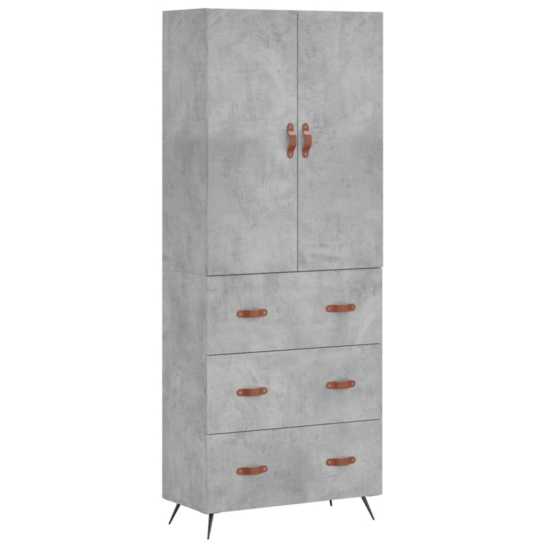 Highboard betong grå 69,5x34x180 cm konstruert tre