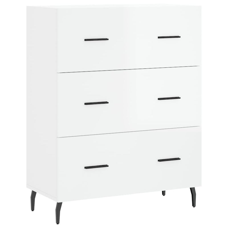 Highboard høyglans hvit 69,5x34x180 cm konstruert tre