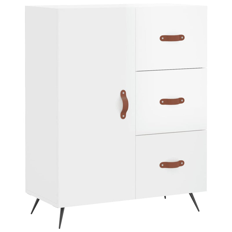 Highboard høyglans hvit 69,5x34x180 cm konstruert tre