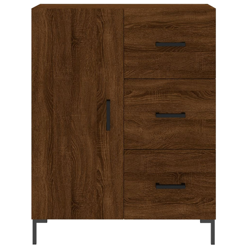 Highboard brun eik 69,5x34x180 cm konstruert tre