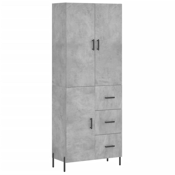 Highboard betong grå 69,5x34x180 cm konstruert tre