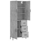 Highboard betong grå 69,5x34x180 cm konstruert tre