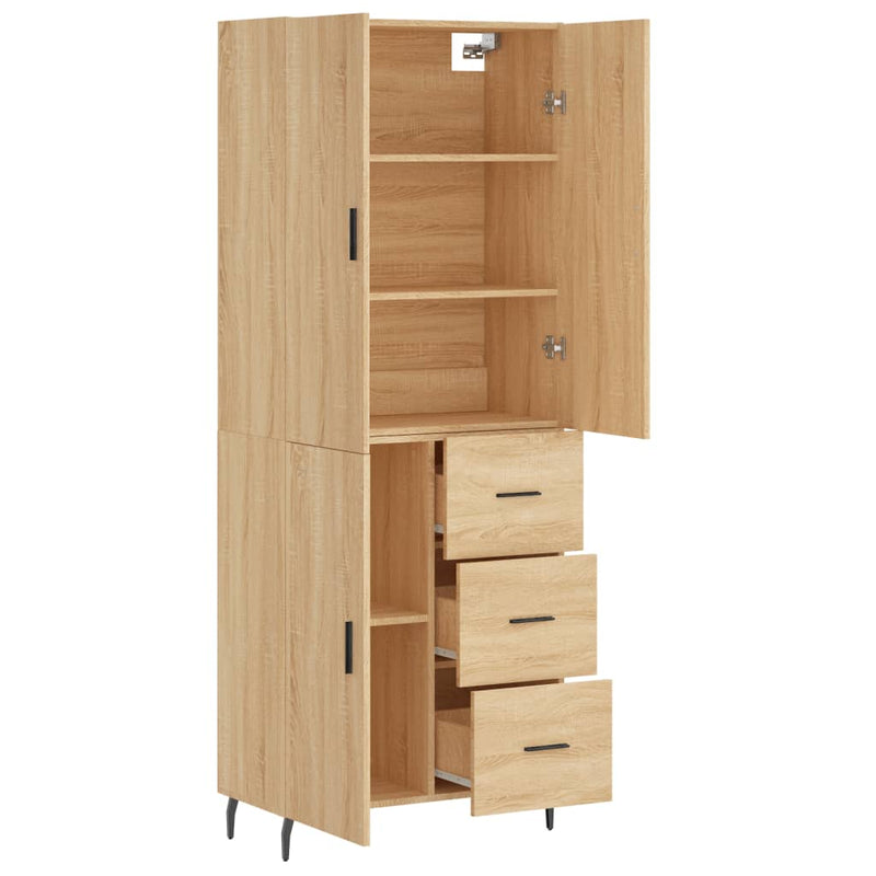 Highboard sonoma eik 69,5x34x180 cm konstruert tre