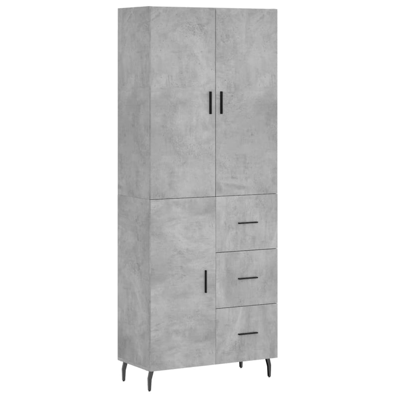 Highboard betong grå 69,5x34x180 cm konstruert tre