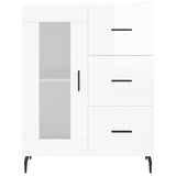 Highboard høyglans hvit 69,5x34x180 cm konstruert tre