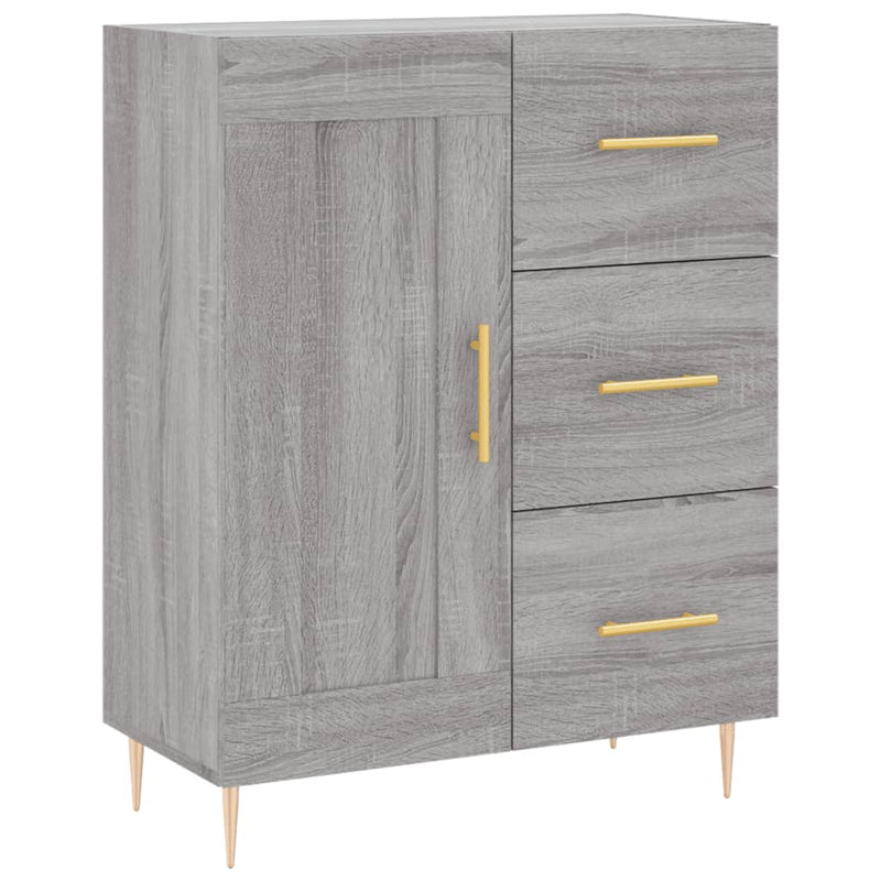 Highboard grå sonoma 69,5x34x180 cm konstruert tre