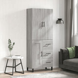 Highboard grå sonoma 69,5x34x180 cm konstruert tre