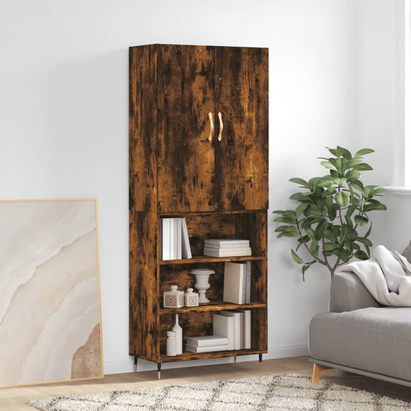 Highboard røkt eik 69,5x34x180 cm konstruert tre