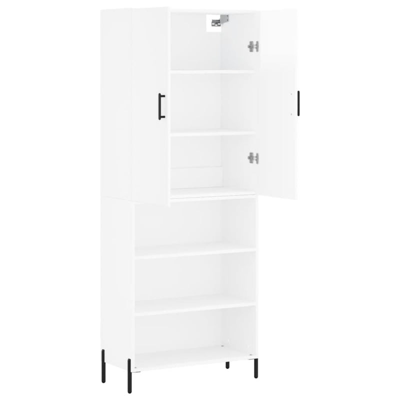 Highboard høyglans hvit 69,5x34x180 cm konstruert tre