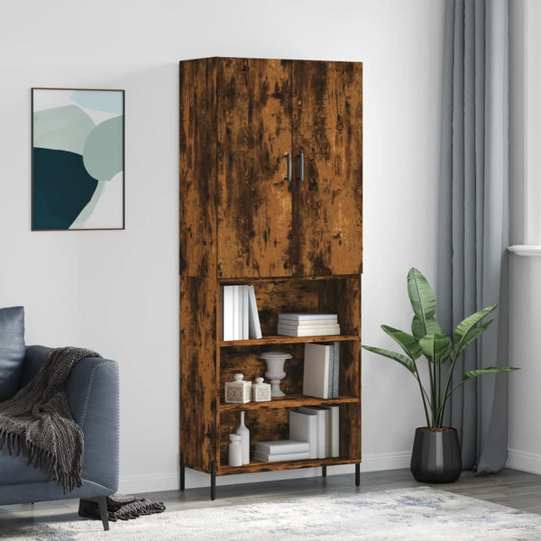 Highboard røkt eik 69,5x34x180 cm konstruert tre