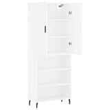 Highboard hvit 69,5x34x180 cm konstruert tre