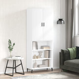 Highboard hvit 69,5x34x180 cm konstruert tre