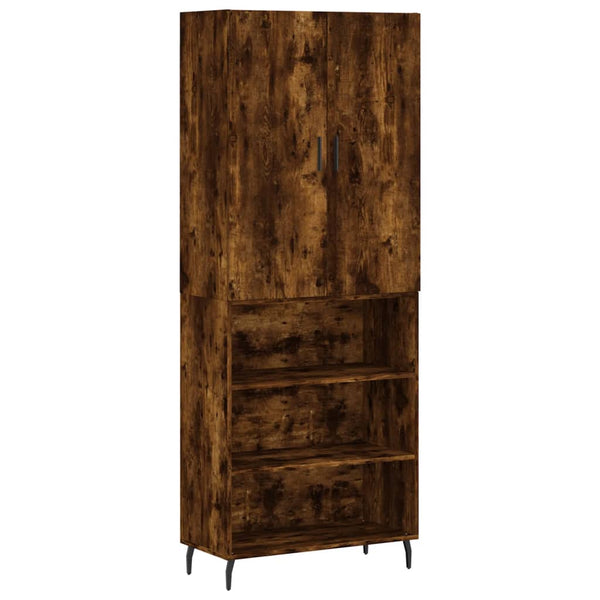 Highboard røkt eik 69,5x34x180 cm konstruert tre