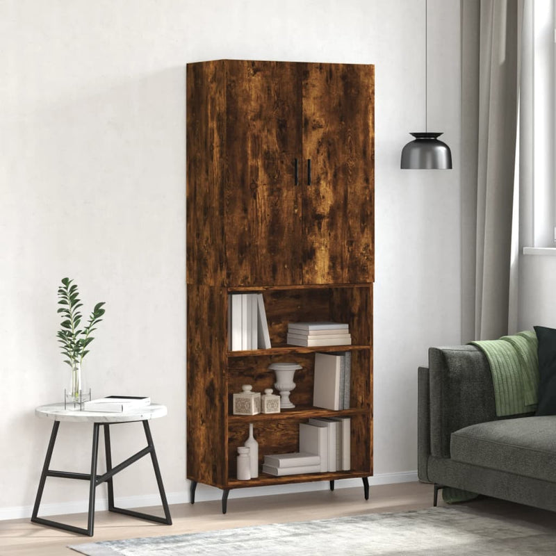 Highboard røkt eik 69,5x34x180 cm konstruert tre