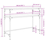 Konsollbord brun eik 100x35,5x75 cm konstruert tre