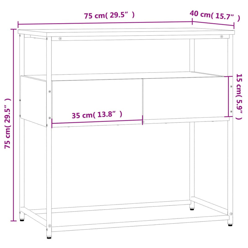 Konsollbord røkt eik 75x40x75 cm konstruert tre