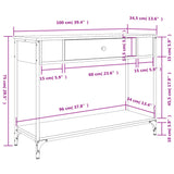 Konsollbord svart 100x34,5x75 cm konstruert tre