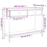 Konsollbord svart 100x34,5x75 cm konstruert tre