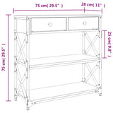 Konsollbord brun eik 75x28x75 cm konstruert tre