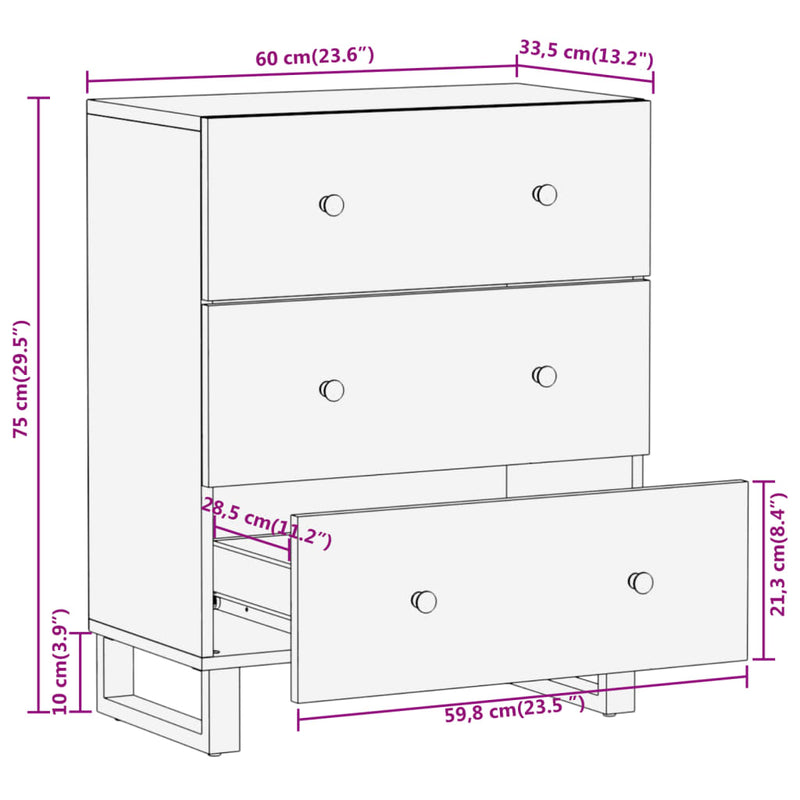 TV-benk brun og svart 60x33,5x75 cm heltre mango