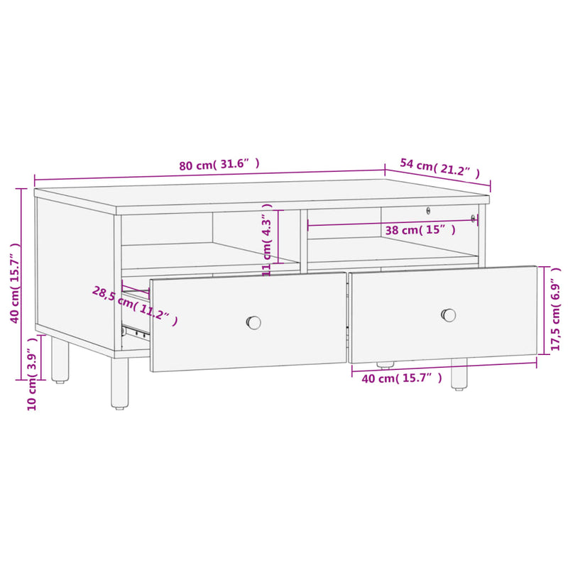 Salongbord svart 80x54x40 cm heltre furu