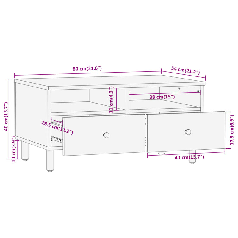 Salongbord 80x54x40 cm heltre mango