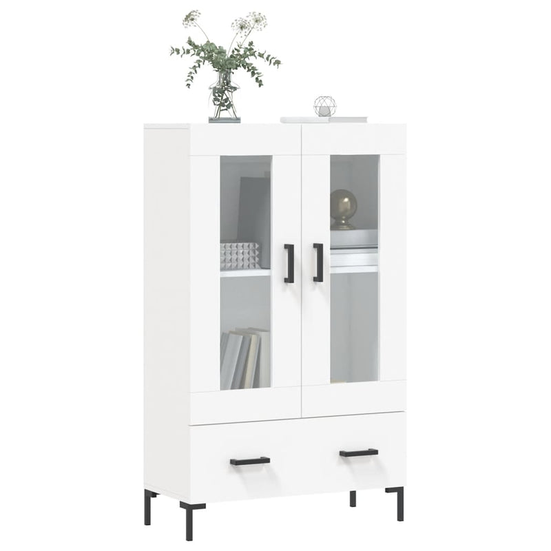 Highboard hvit 69,5x31x115 cm konstruert tre