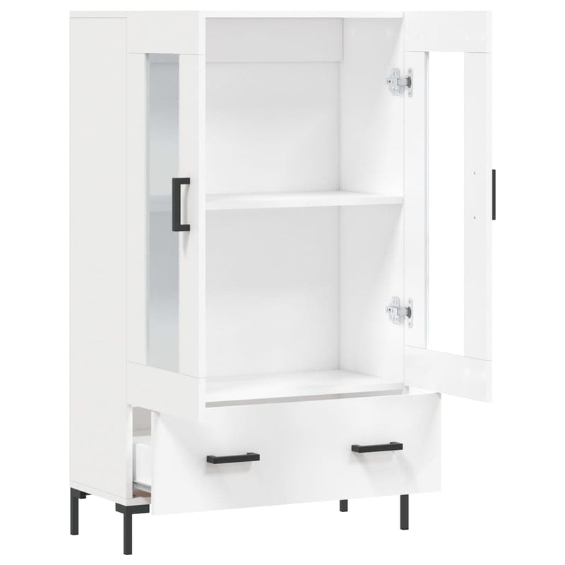 Highboard hvit 69,5x31x115 cm konstruert tre