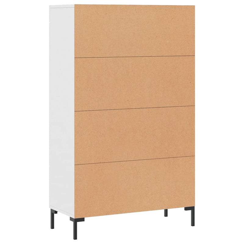 Highboard hvit 69,5x31x115 cm konstruert tre