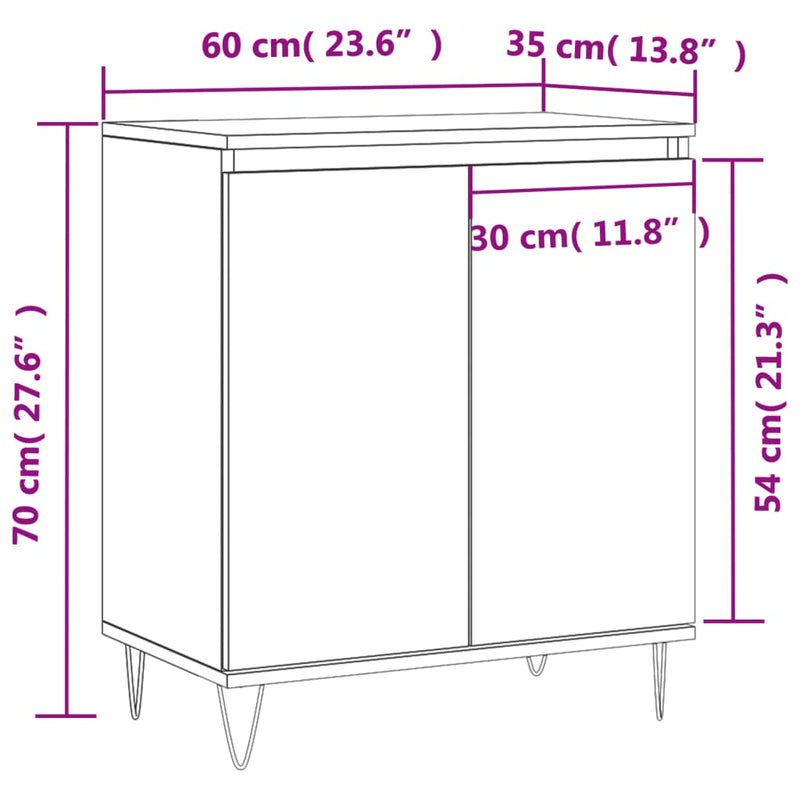 Skjenk sonoma eik 60x35x70 cm konstruert tre