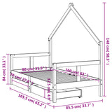 Barnesengeramme med skuffer svart 80x160 cm heltre furu