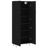 Highboard svart 69,5x34x180 cm konstruert tre