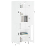 Highboard hvit 69,5x34x180 cm konstruert tre