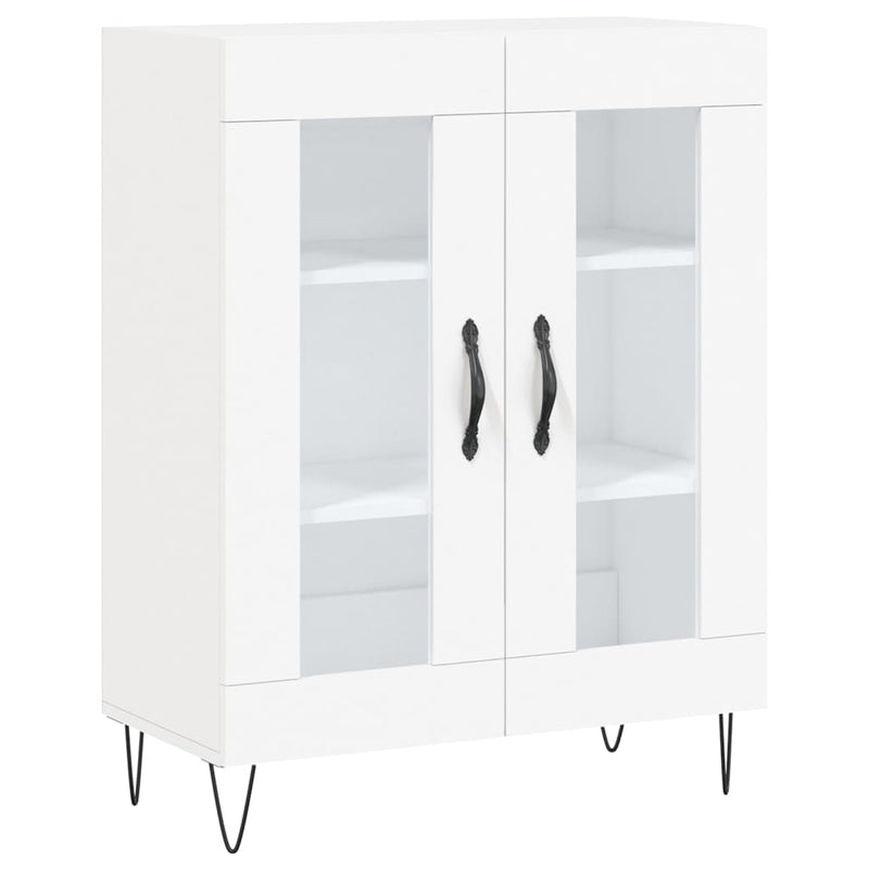 Highboard hvit 69,5x34x180 cm konstruert tre