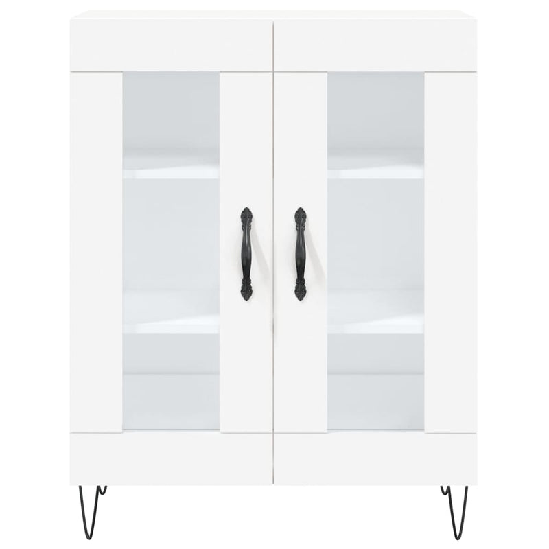 Highboard hvit 69,5x34x180 cm konstruert tre