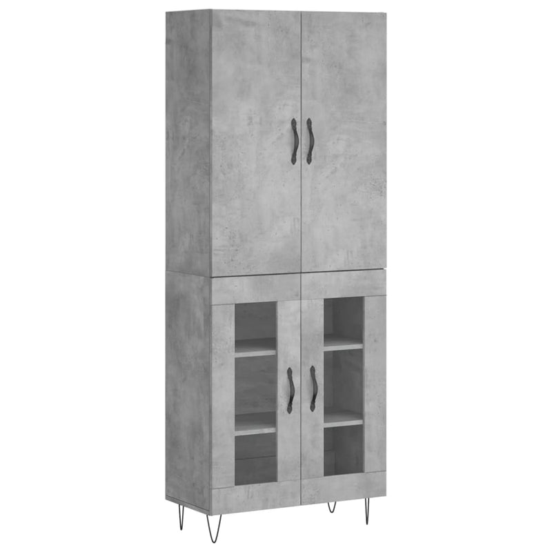 Highboard betong grå 69,5x34x180 cm konstruert tre