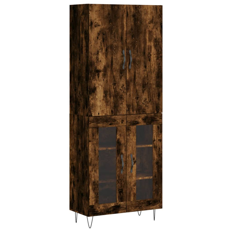 Highboard røkt eik 69,5x34x180 cm konstruert tre