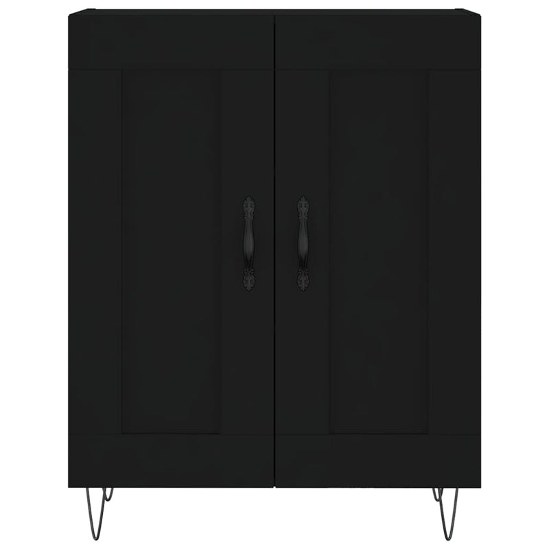 Highboard svart 69,5x34x180 cm konstruert tre