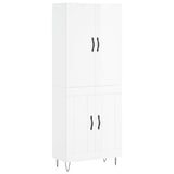 Highboard høyglans hvit 69,5x34x180 cm konstruert tre