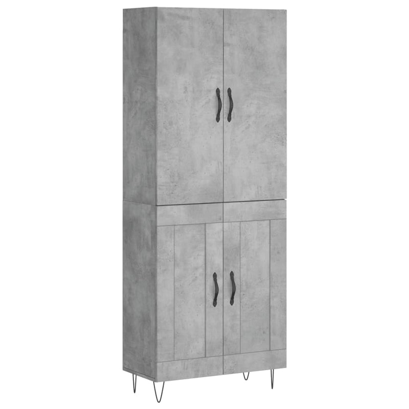 Highboard betong grå 69,5x34x180 cm konstruert tre