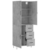 Highboard betong grå 69,5x34x180 cm konstruert tre