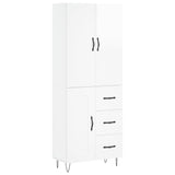 Highboard høyglans hvit 69,5x34x180 cm konstruert tre