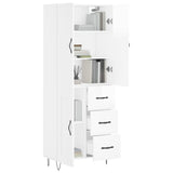 Highboard høyglans hvit 69,5x34x180 cm konstruert tre