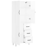 Highboard høyglans hvit 69,5x34x180 cm konstruert tre