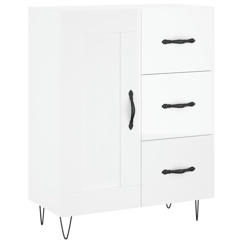 Highboard høyglans hvit 69,5x34x180 cm konstruert tre