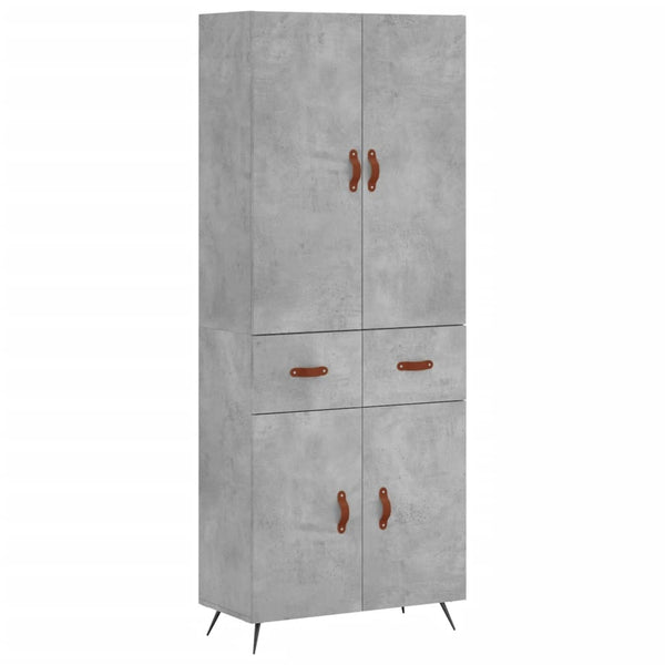 Highboard betong grå 69,5x34x180 cm konstruert tre