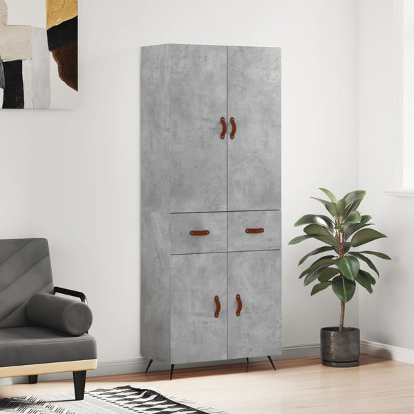 Highboard betong grå 69,5x34x180 cm konstruert tre